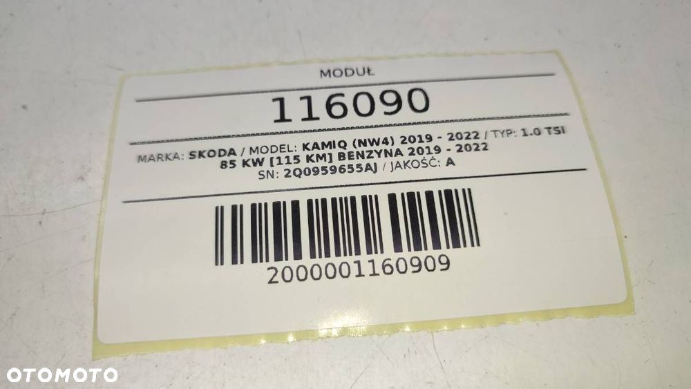 MODUŁ STEROWNIK SENSOR AIRBAG PODUSZEK POWIETRZNYCH SKODA KAMIQ 2Q0959655AJ - 4