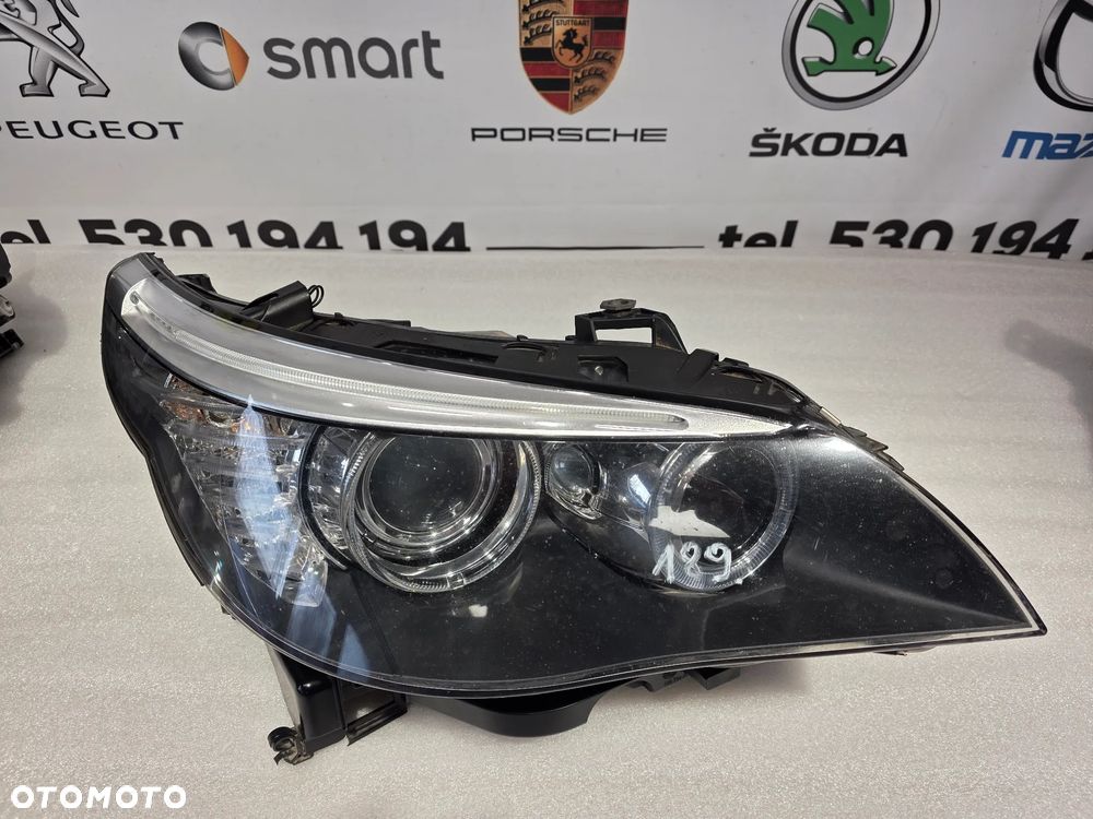 BMW E60 / E61 07- LIFT PRAWY BI-XENON NIESKRĘTNY BLACK PRAWA LAMPA PRZEDNIA PRZÓD , NR 7177740 / 7177740-06 / A8717774006 , NR AUKCJI LPP189 - 1