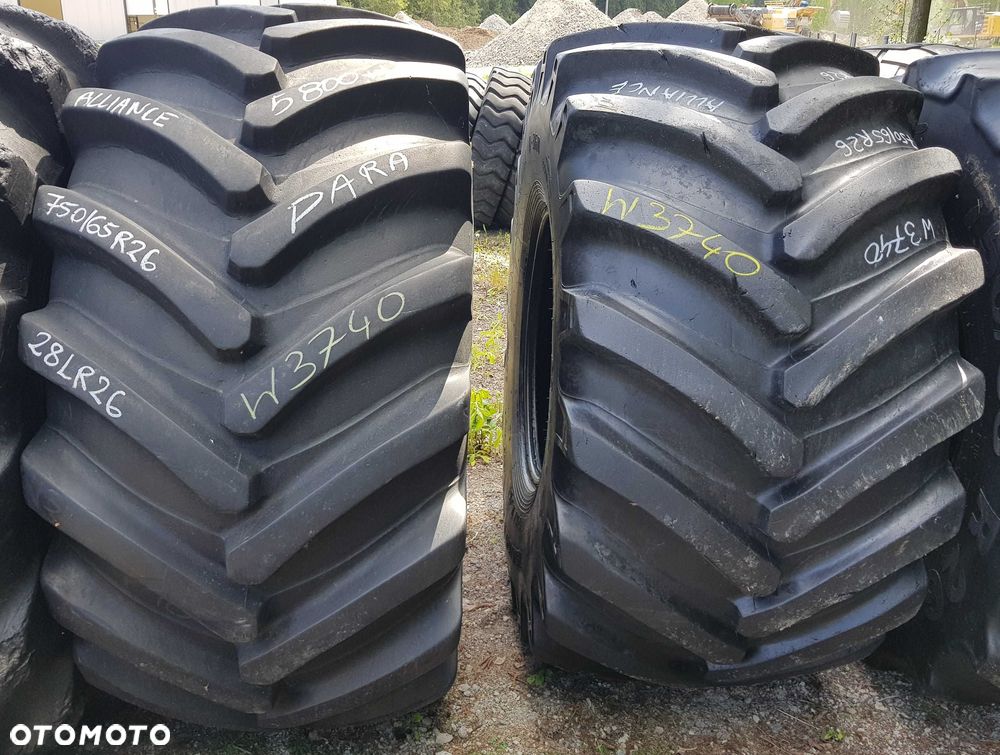 2x Opona używana rolnicza 750/65R26 28LR26 ALLIANCE 2900zł W3740