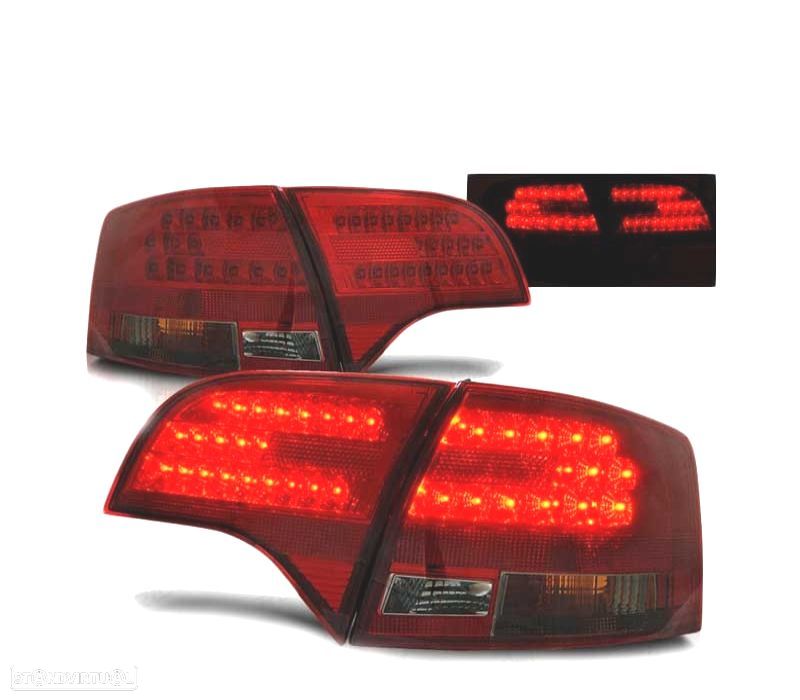 FAROLINS TRASEIROS LED PARA AUDI A4 B7 AVANT 04-08 VERMELHO FUMADO - ESCURECIDO - 2