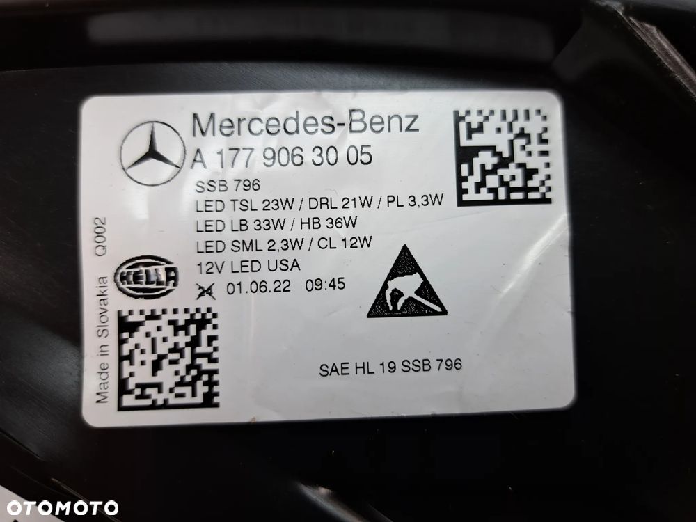 Lampa Prawa Mercedes A-Klasa W177 Multibeam USA A1779063005 - 5