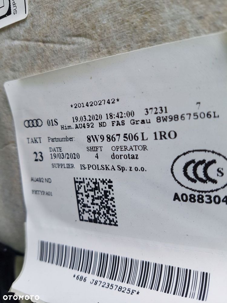 audi a4 b9 avant kombi podsufitka 8w9867506l 1ro - 3