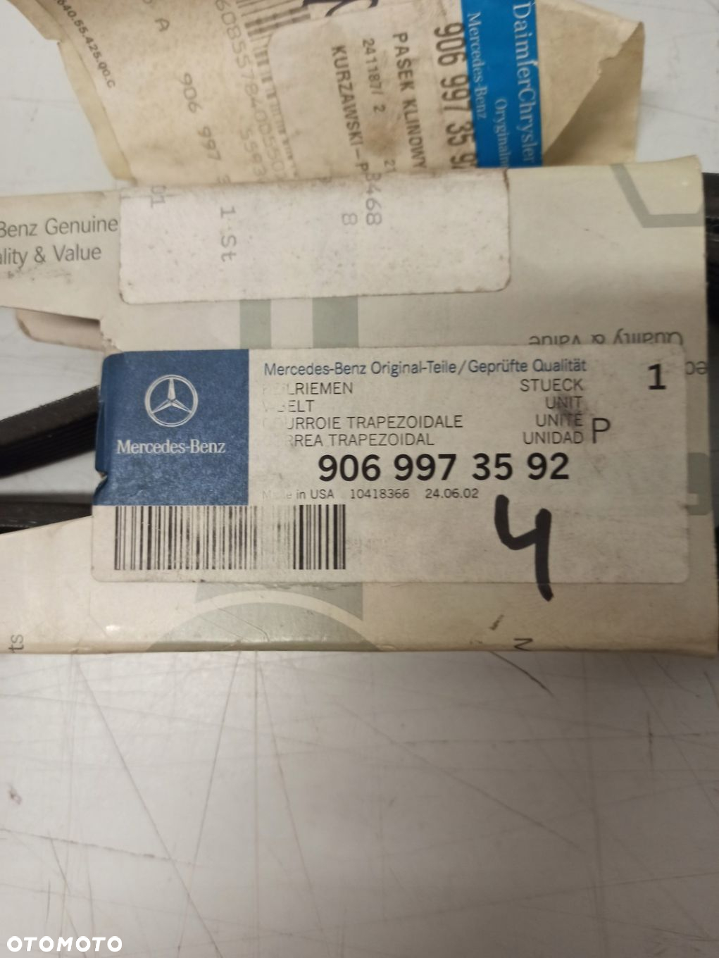 PASEK KLINOWY MERCEDES SPRINTER W904 A9069973592 ASO ORG - 2