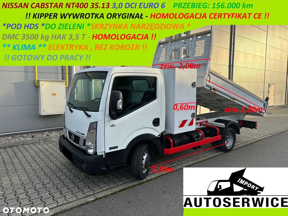 Nissan Cabstar NT400 35.13 3,0 DCI EURO 6 Kipper Wywrotka Pod HDS !! Do Zieleni - 1