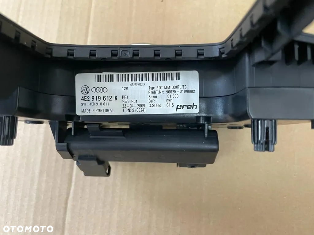 AUDI A8 D3 PANEL MMI 4E2919612K 4E0910611 PREH 3G - 3