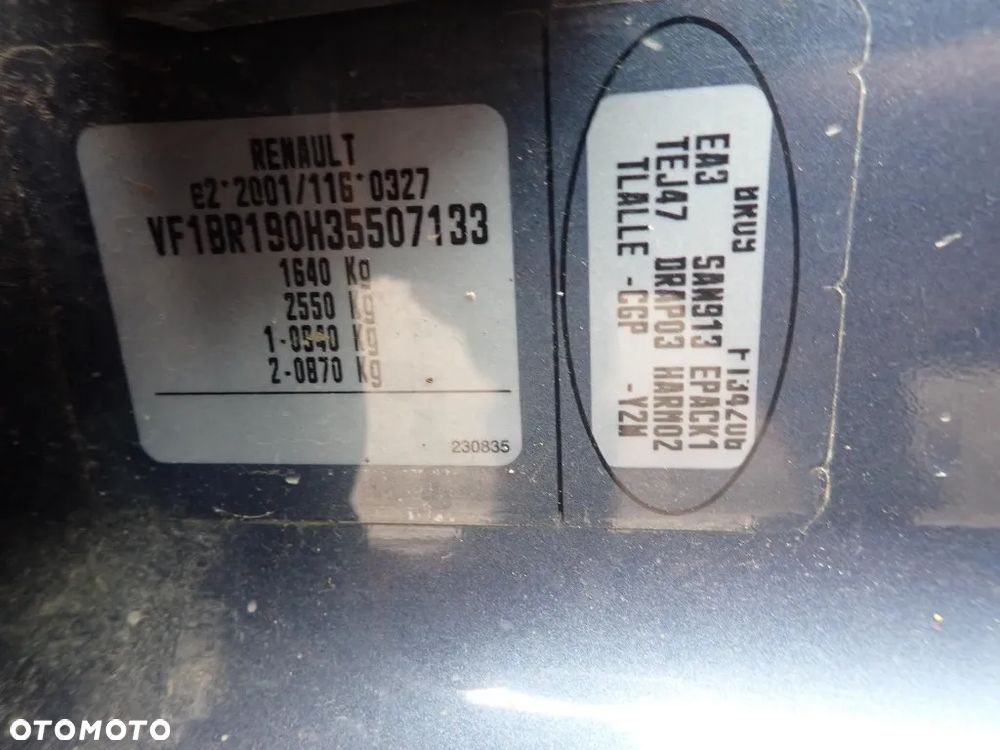 CZĘŚCI - Renault Clio III 1,6 16V 88KM K4M804 HB 5D 5B JH3131 LAKIER TEJ47 2006r. INDEX - 9420 - 7