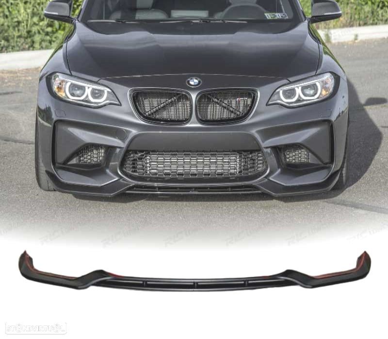 SPOILER LIP FRONTAL BMW F22 14-15 LOOK M2 PRETO BRILHANTE - 1