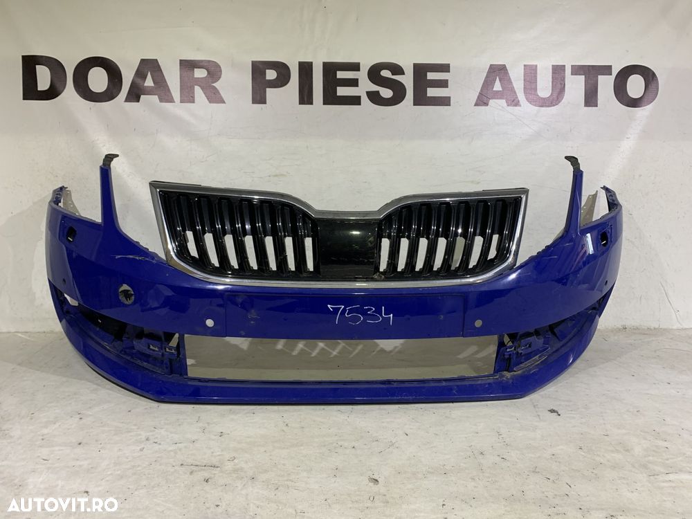 Bara fata Skoda Octavia 3, facelift, 2017, 2018, 2019, 2020, cod origine OE 5E0807221N, cu gauri pentru spalatori faruri si senzori de parcare. - 1