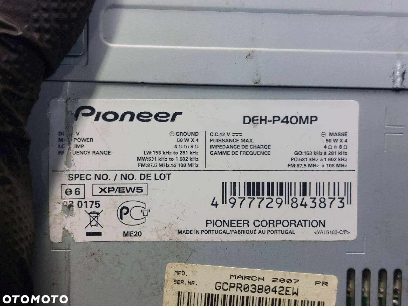 RADIO ODTWARZACZ PIONEER AVX-7300 PIONEER DEH-P40MP PIONEER AVIC-8DVD - 8