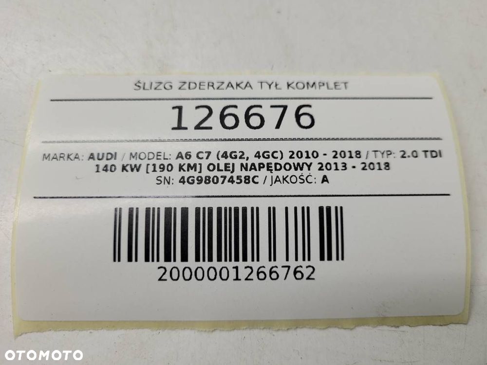 ŚLIZG ZDERZAKA TYŁ KOMPLET AUDI A6 C7 2018 KOMBI 4G9807394D - 10