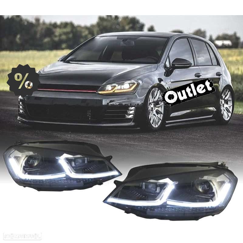 R012837C4 FAROIS VOLKSWAGEN VW GOLF 7 12-17 DRL DINAMICOS PRETO LOOK 7.5 R LINE - 1