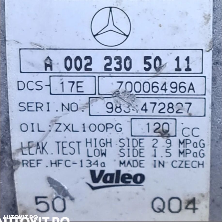 Compresor ac clima climatizare climatronic Valeo mercedes C-class w204 2.2 cdi E-class w211 w212 - 4