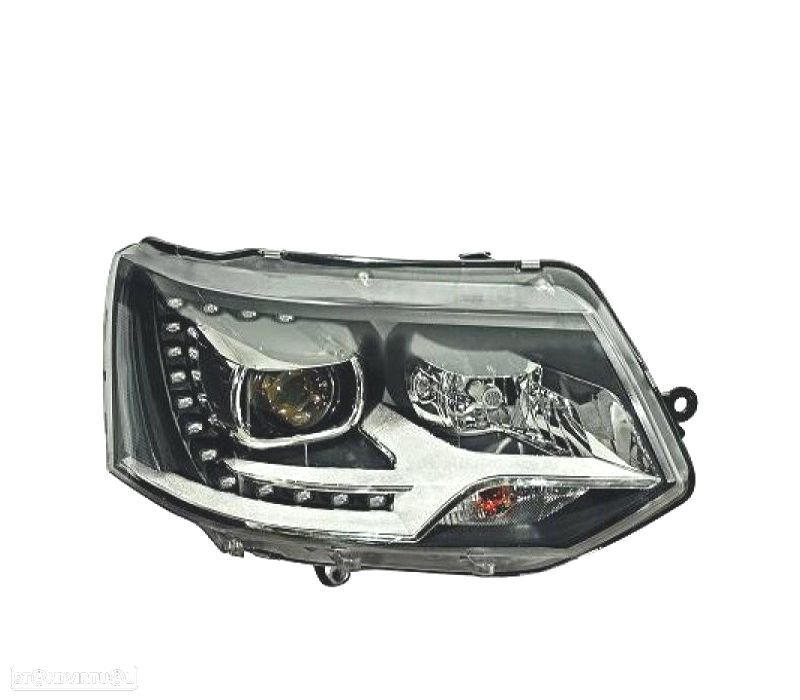 FARÓIS FRONTAIS PARA VOLKSWAGEN VW T5 MULTIVAN CARAVELLE 09-15 PRETO CROMO - 1