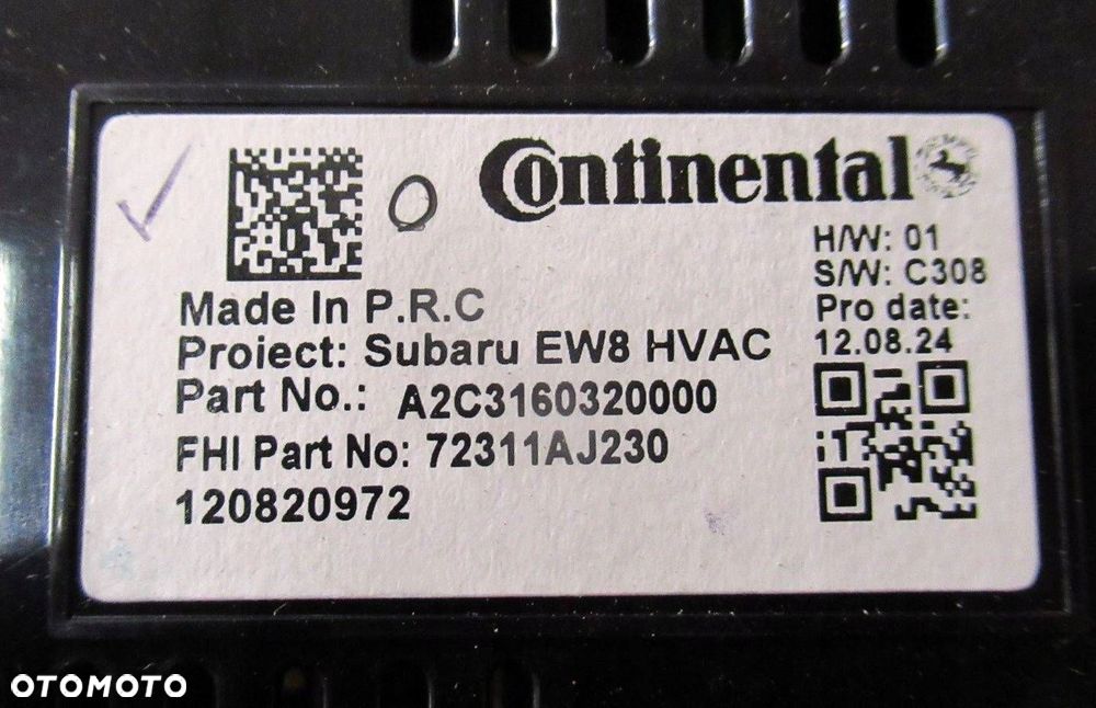SUBARU OUTBACK IV 2.0 D PANEL KLIMATYZACJI A2C3160320000 - 3
