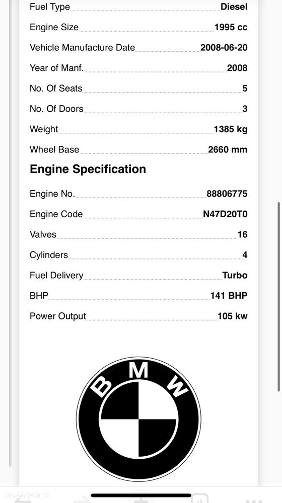 Silnik kompletny BMW e81 e87 film video n47 n47d20a 143ps - 5