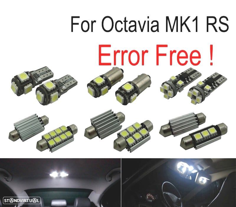 KIT COMPLETO 10 LAMPADAS LED INTERIOR PARA SKODA OCTAVIA MK 1 MKI RS 1U2 96-04 - 1
