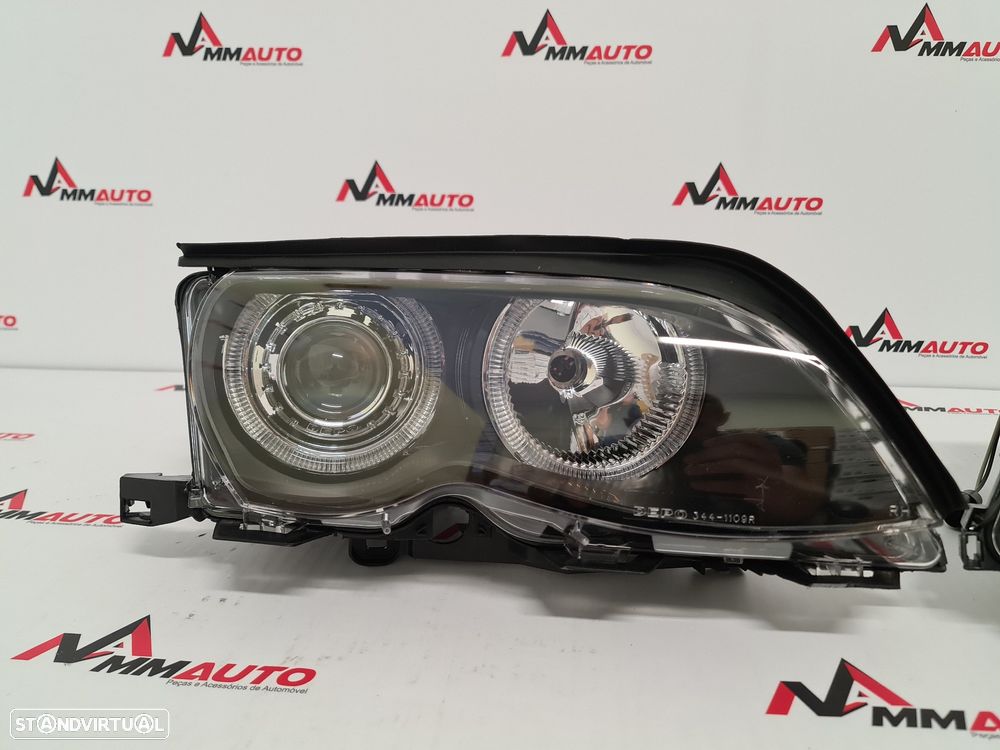 Faróis Angel Eyes BMW E46 Facelift Fundo Preto - 4
