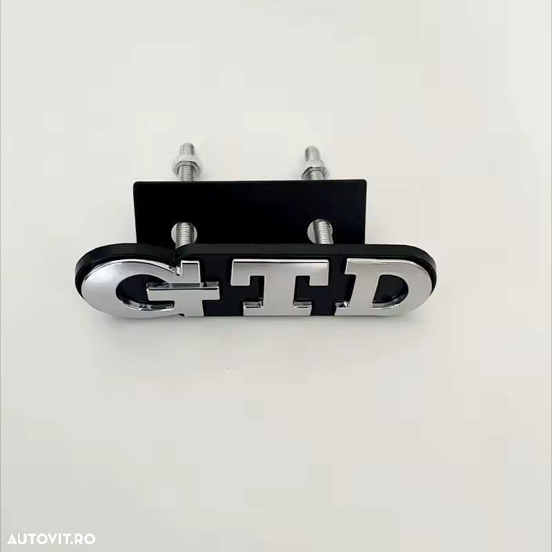 Emblema Metalica GTI GTD + Suport pentru Grila Bara Fata VW Volkswagen - 4
