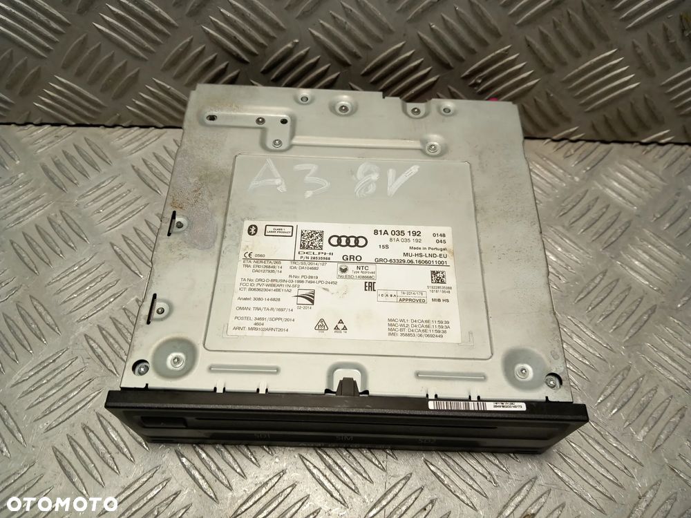AUDI A3 8V CZYTNIK NAVIGACJI RADIA KART SD SIM MULTIMEDIA 81A035192 - 4