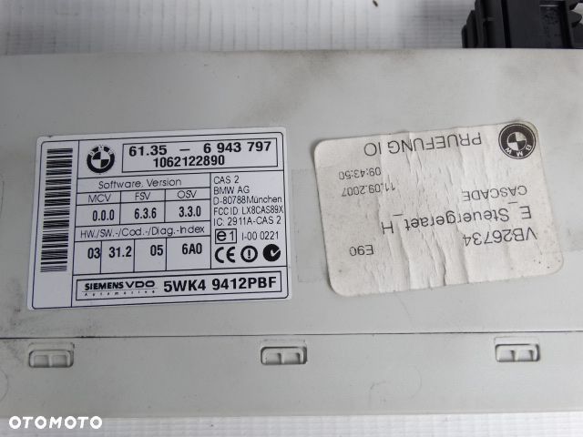 BMW 3 E90 M47n Zestaw Startowy KOMPUTER CAS KLUCZYK STEROWNIK SIEMENS VDO 5WK4 9412PBF 61356943797 6943797 61356943814 6943814 Bosch DDE 7799854 - 2
