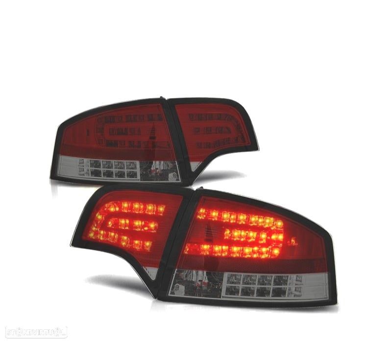 FAROLINS TRASEIROS LED AUDI A4 B7 04-07 VERMELHO ESCURECIDOS - 1