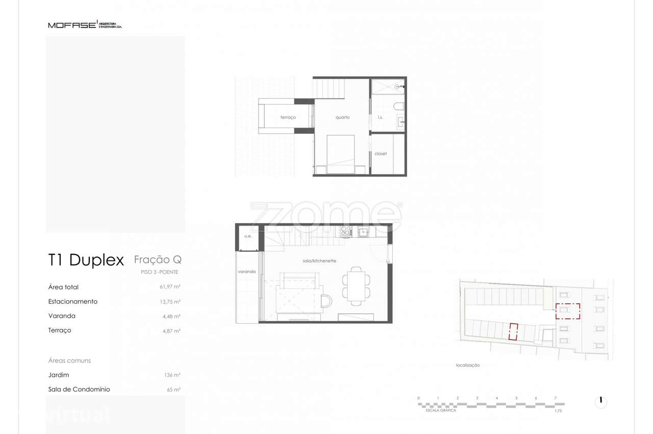 Penthouse T1 Duplex com Terraço e Varanda a Poente e a 5min do Porto - Grande imagem: 5/15