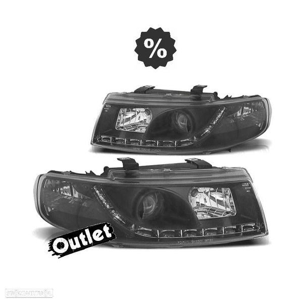 R145670C4 FARÓIS COM LUZ DIURNA SEAT LEON TOLEDO 99-04 FUNDO PRETO