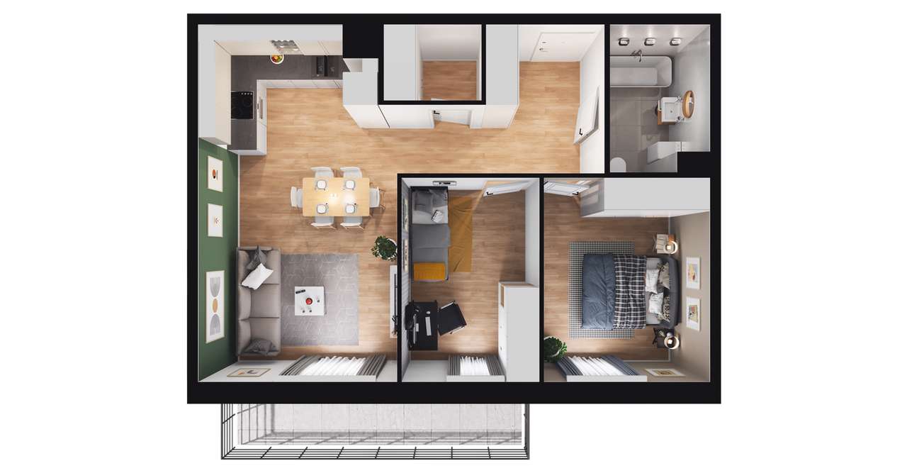 3-pokojowe mieszkanie 57m2 + balkon Bezpośrednio - Pełny obrazek: 2/23