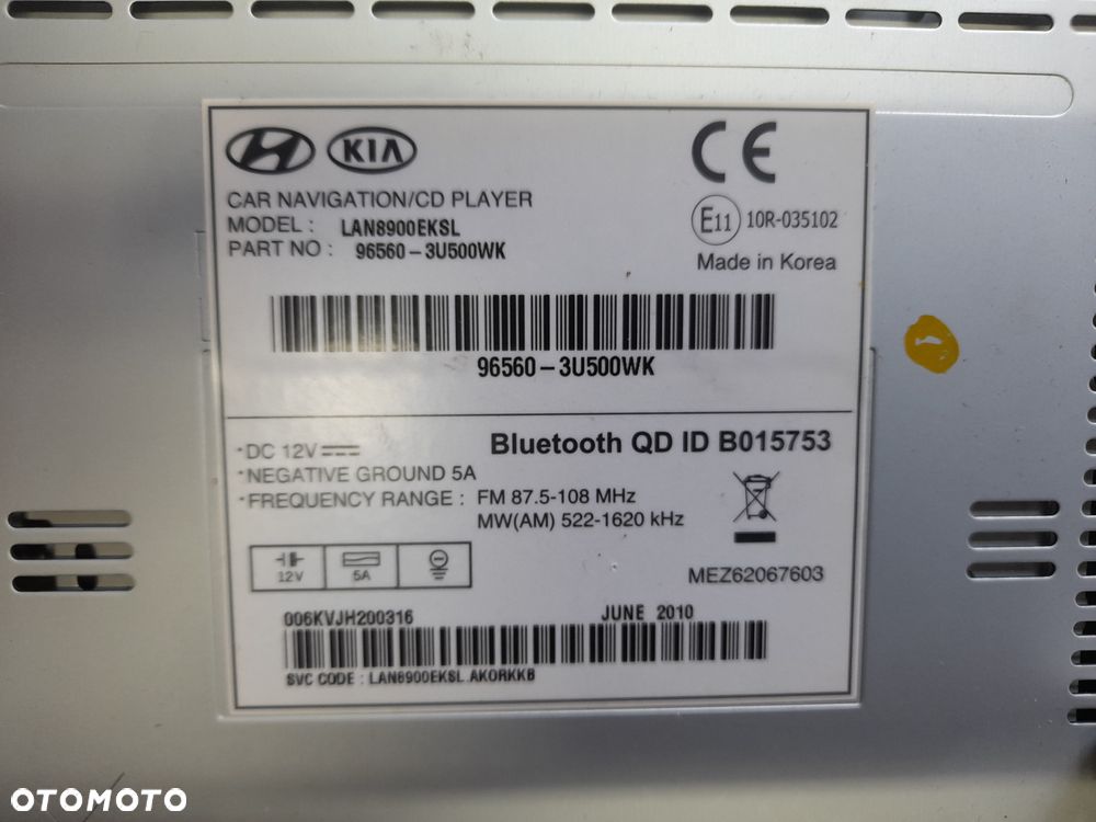 RADIO KIA SPORTAGE 3 10>96560-3U500WK - 4