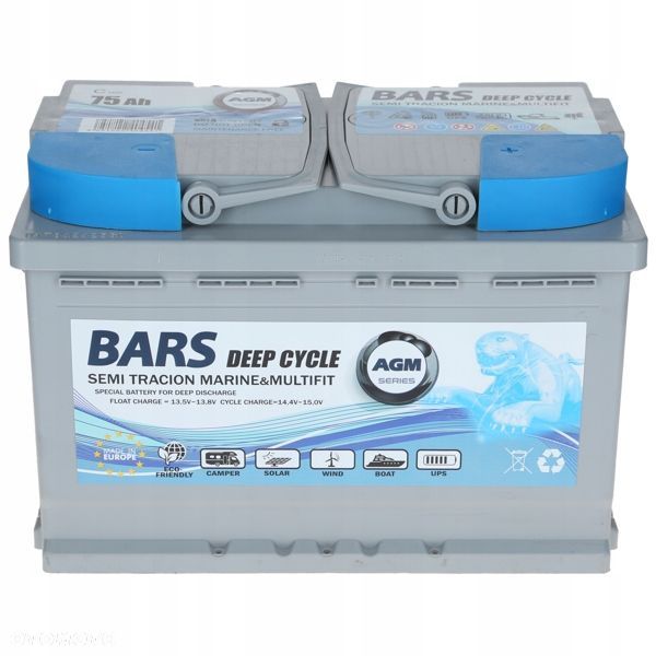 Akumulator Bars Marine AGM Deep Cycle 12V 75Ah - 2
