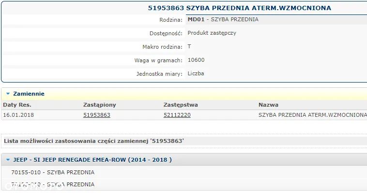 SZYBA PRZEDNIA ATERM., WZMOCNIONA JEEP RENEGADE EMEA-ROW (2014 - 2018 ) - 3