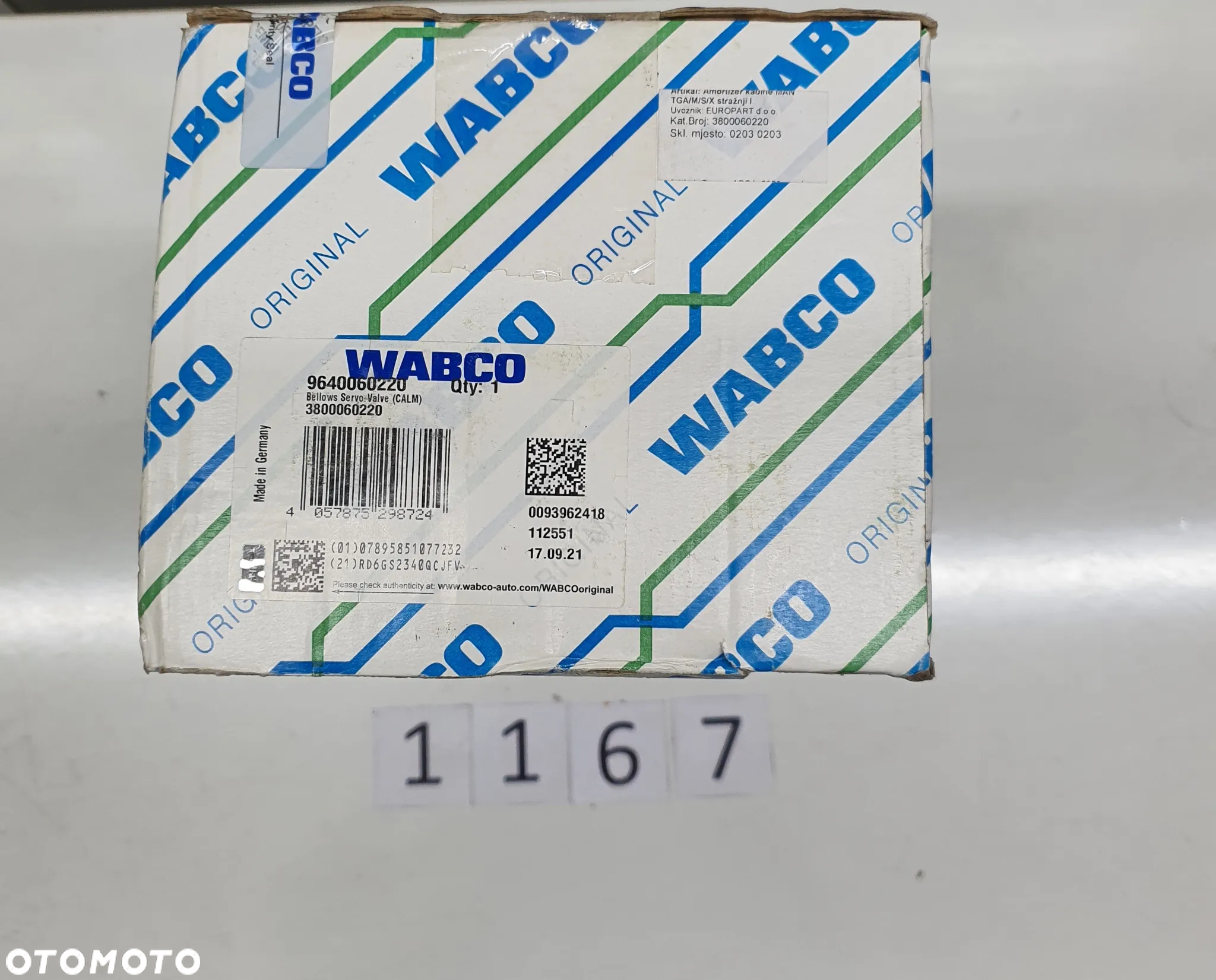 Poduszka, amortyzator, miech kabiny, tył, lewy Wabco Sachs 9640060220, MAN: TGA, TGX, TGS - 3
