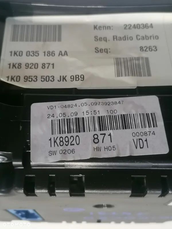 VOLKSWAGEN SCIROCCO 08-17r 1.4TSI - LICZNIK ZEGAR 1K8920871 - 3