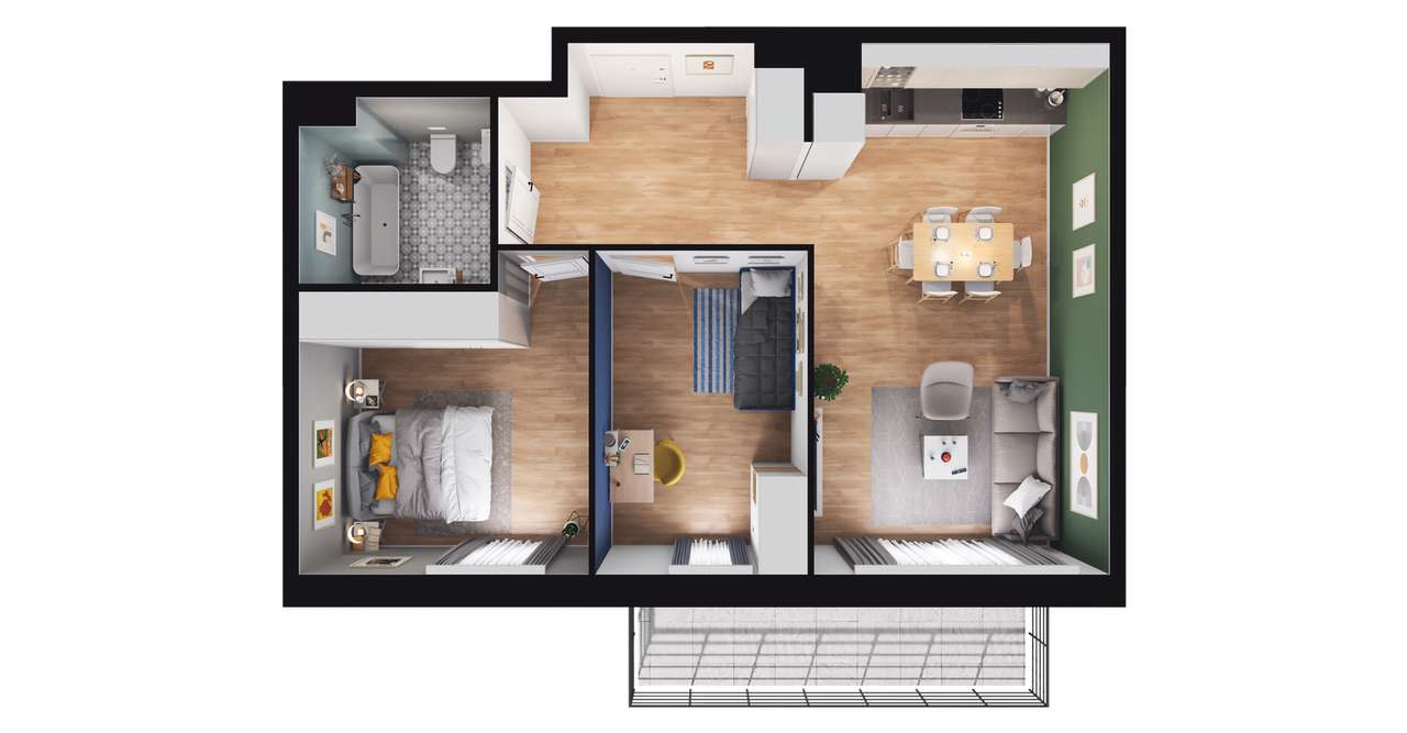 3-pokojowe mieszkanie 59m2 + balkon Bez Prowizji - Pełny obrazek: 2/23