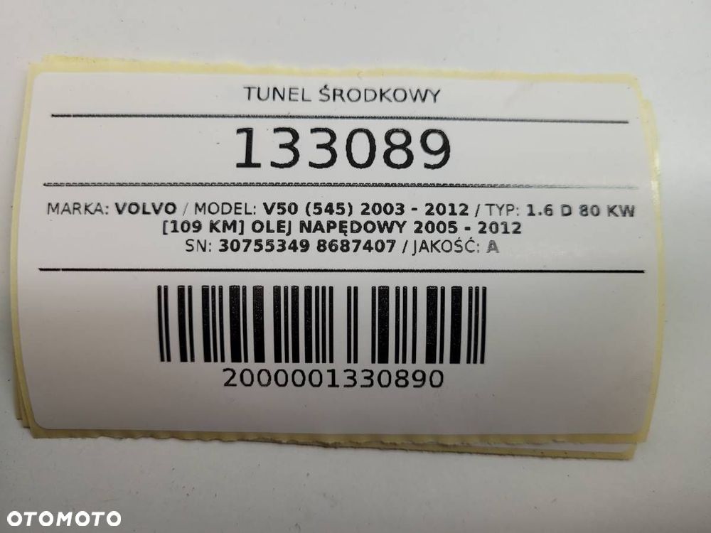 TUNEL ŚRODKOWY PODŁOKIETNIK VOLVO V50 545 30755349  ORYGINAŁ EUROPA 8687407 - 15