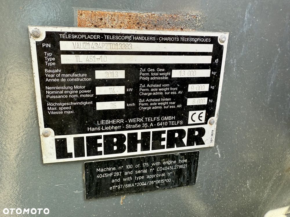 Liebherr ładowarka teleskopowa TL451-10, KLIMA, ładowność 5t, Import Niemcy - 8