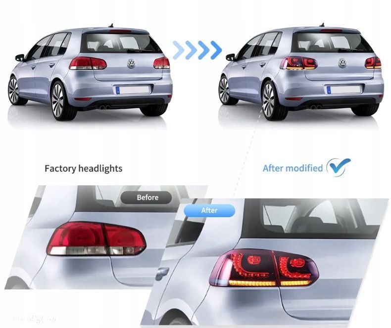 Lampy tyl ne kpl Vland Full Led Tuning GTI-look R-S VW Golf VI 6 5k0 2008- - 12