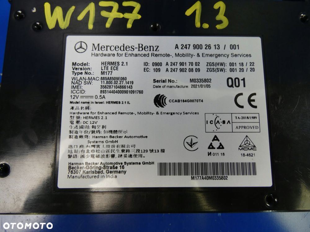 MERCEDES A W177 W247 MODUŁ STEROWNIK HERMES - 2