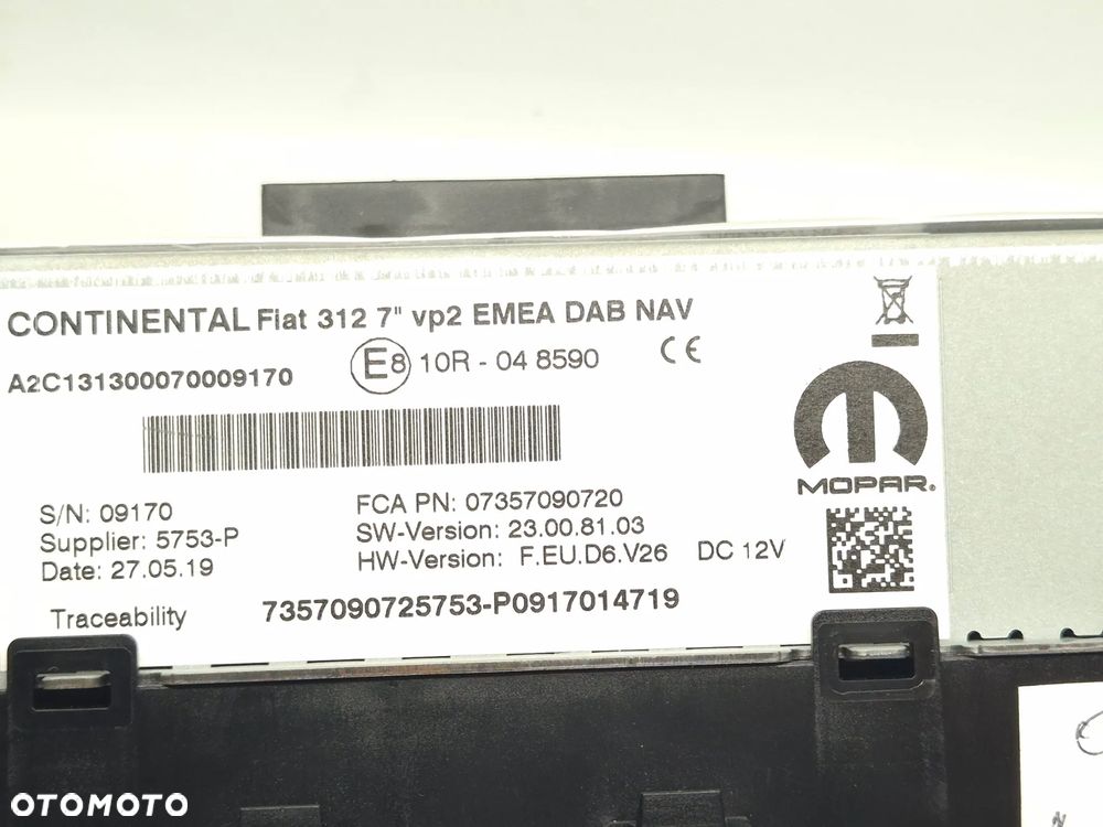 Ekran Radio wyświetlacz Fiat 500 Abarth 07357090720 - 4