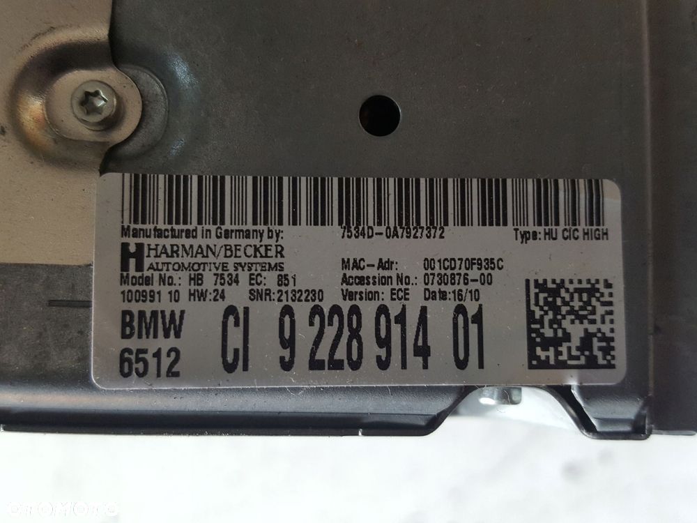 BMW 5 F10 F11 RADIO NAWIGACJA CZYTNIK 9228914 - 4