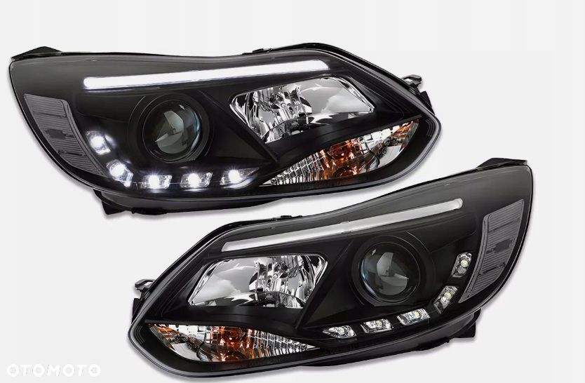 Reflektory Lampy kpl Diody Soczewka Black Czarne Ford Focus III 3 mk3 2010- - 3