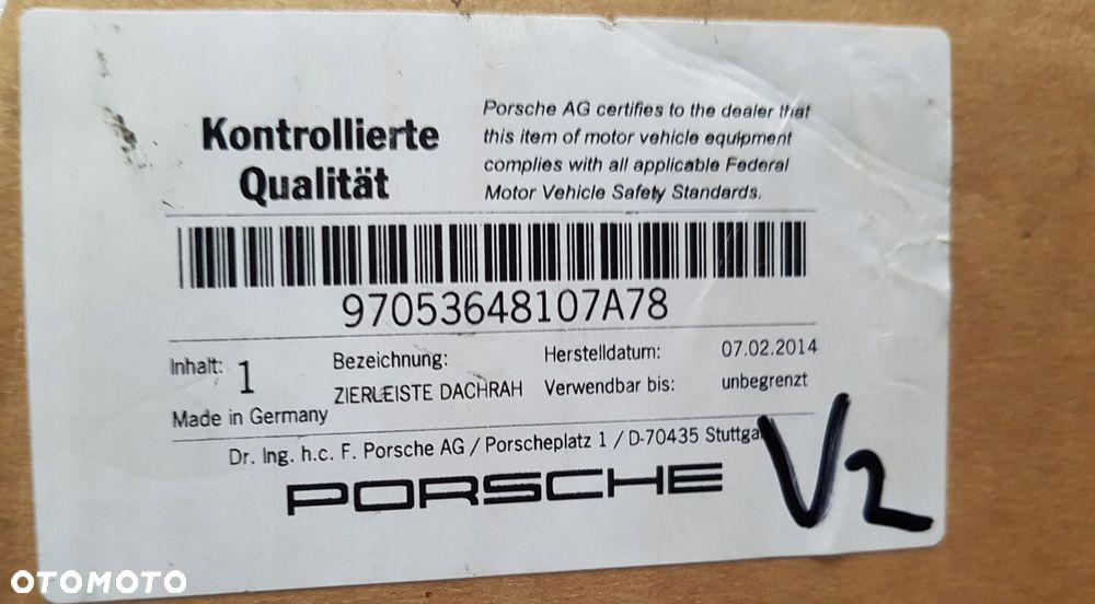 porsche panamera listwa lewa dachowa dachu 97053648107a78 - 4