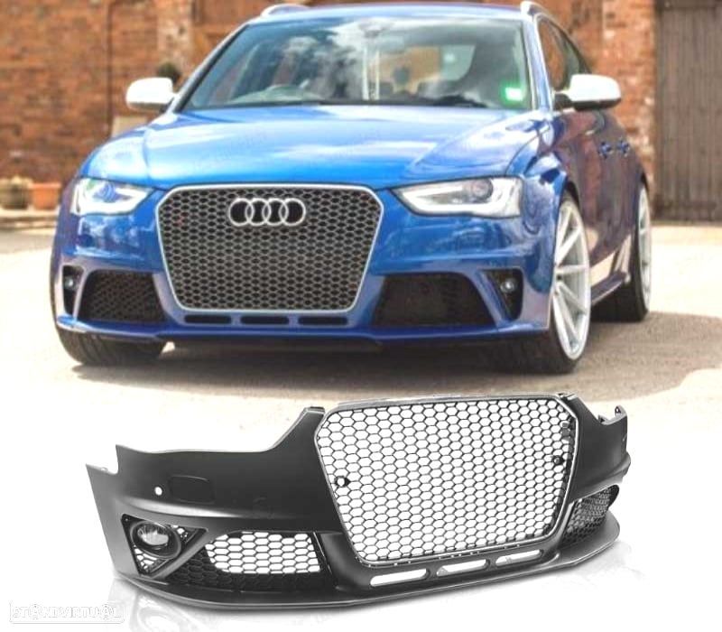 PARACHOQUES FRONTAL SEM FAROIS DE NEVOEIRO AUDI A4 B8 11-15 PDC SRA LOOK RS GRELHA CROMADA - 1
