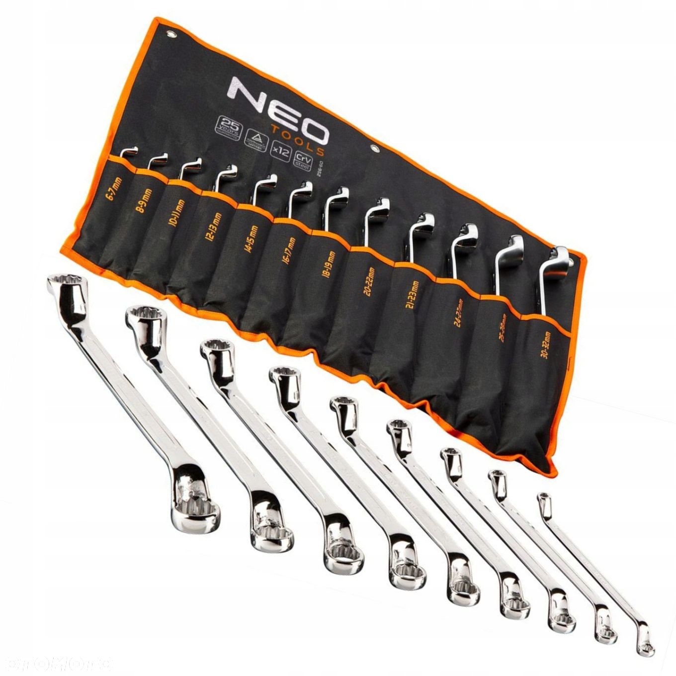 NEO ZESTAW KLUCZE OCZKOWE ODGIĘTE 6-32MM 12szt PŁACHTA 09-952 GIĘTE WYGIĘTE - 8