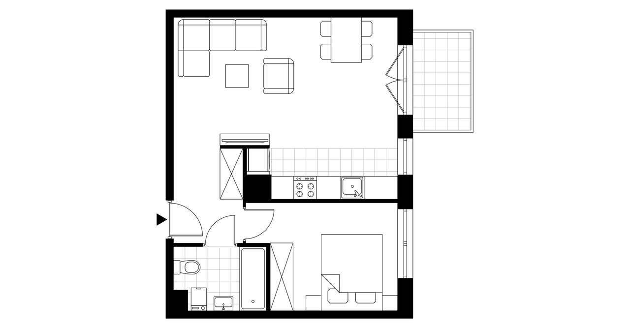 2-pokojowe mieszkanie 42m2 + balkon - Pełny obrazek: 3/9