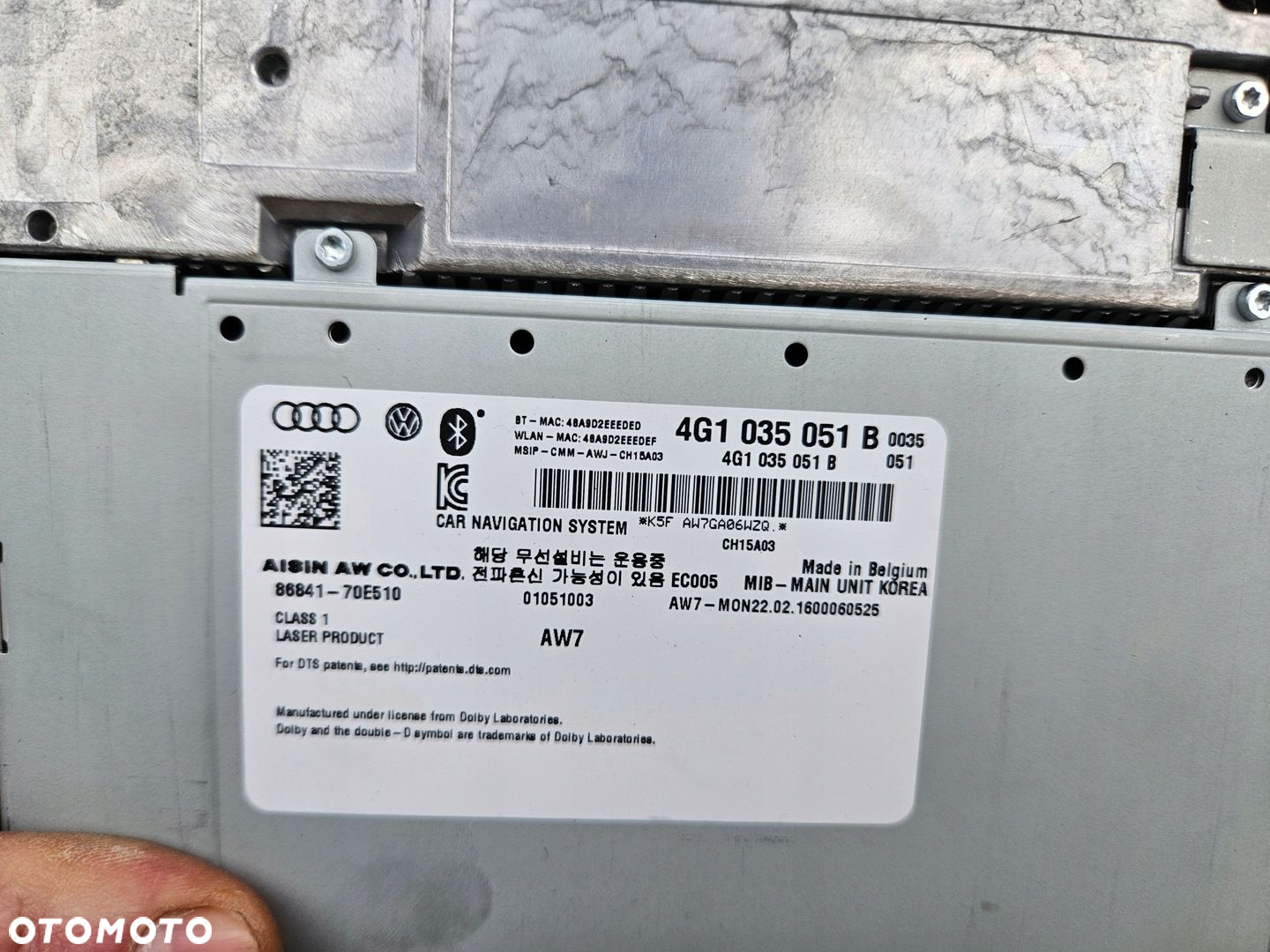 AUDI RS7 S7 A7 RS6 S6 A6 4G C7 CZYTNIK JEDNOSTKA MMI 4G1035051B - 4