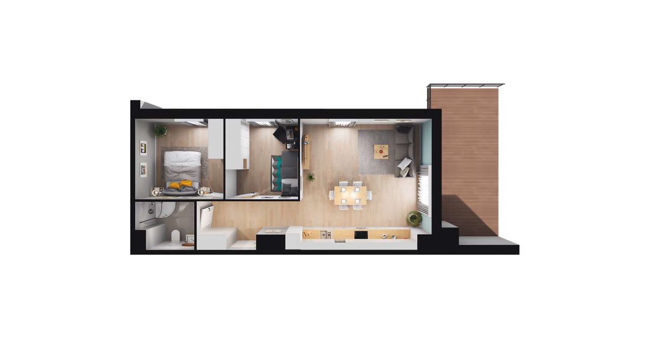 3-pokojowy apartament inwestycyjny 58m2 + taras - Pełny obrazek: 3/16