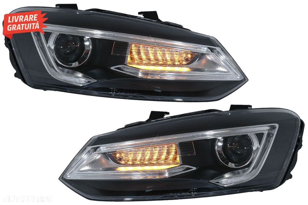 Faruri LED VW Polo MK5 6R 6C 61 (2011-2017) RHD Devil Eye Look- livrare gratuita - 1