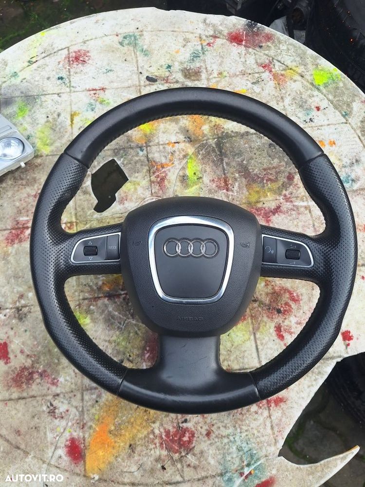 Volan piele perforata cu airbag 3 spite Audi A3,A4 B8 ,A5,Q5 - 1