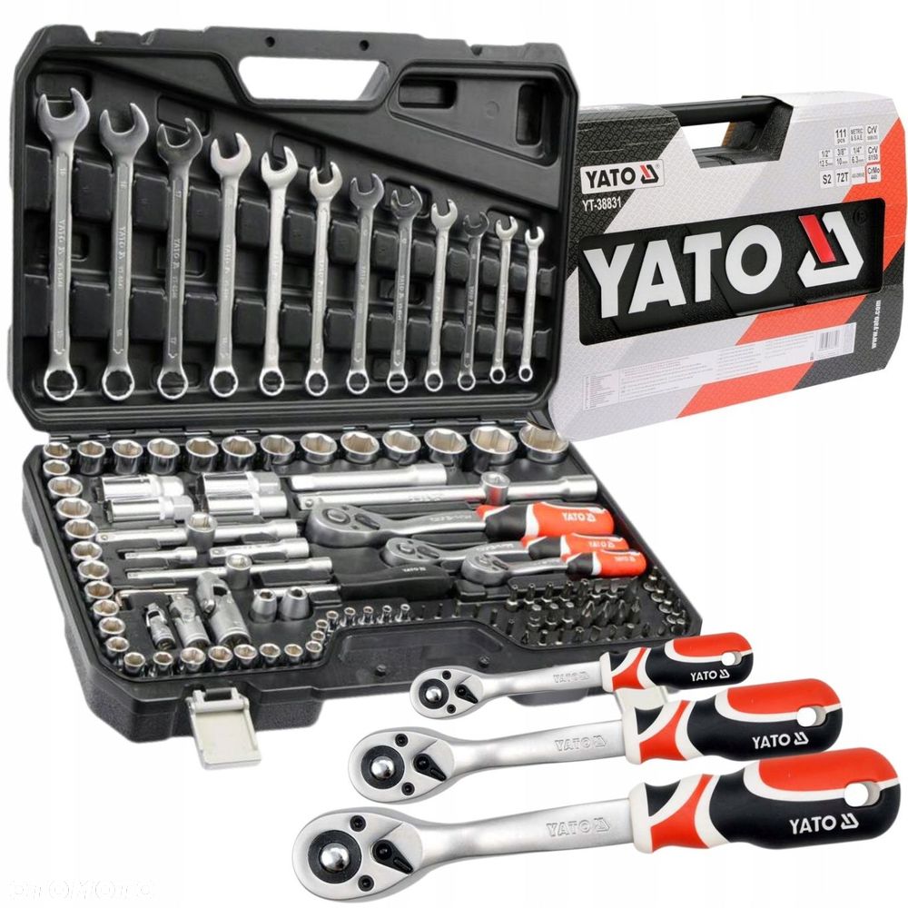 YATO KLUCZE NASADOWE ZESTAW NARZĘDZI KLUCZY 111el. 1/4" 3/8" 1/2" YT-38831 - 11